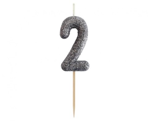 Świeczka urodzinowa Godan piker cyferka 2, brokatowa czarna, 11x3.5 cm (BH-SPC2) Świeczka urodzinowa Godan piker cyferka 2, brokatowa czarna, 11x3.5 cm (BH-SPC2)