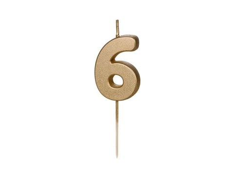 Świeczka urodzinowa Partydeco Cyferka 6, 4.5 cm, złoty (SCU9-6) Świeczka urodzinowa Partydeco Cyferka 6, 4.5 cm, złoty (SCU9-6)