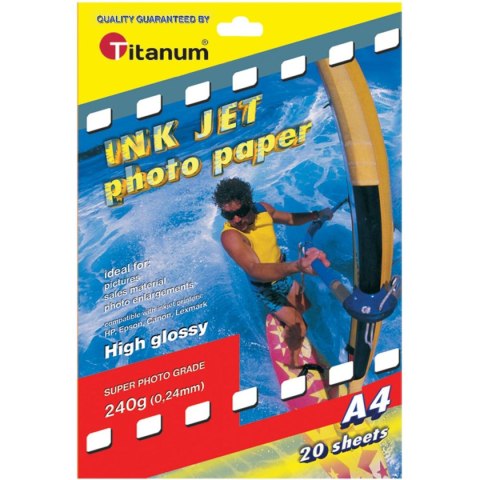 Papier fotograficzny Titanum A4 20 kartek 240 g/m² błyszczący Papier fotograficzny Titanum A4 20 kartek 240 g/m² błyszczący