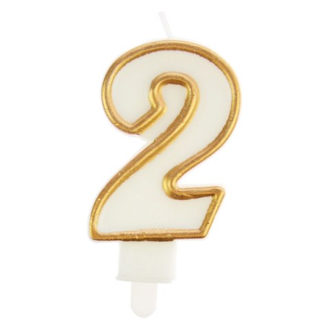 Świeczka urodzinowa Arpex cyferka nr 2 biała złota obwódka (DS0088ZLO-2-9906) Świeczka urodzinowa Arpex cyferka nr 2 biała złota obwódka (DS0088ZLO-2-9906)