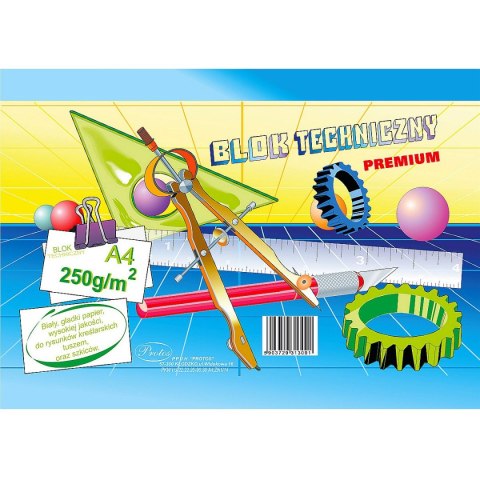 Blok techniczny Protos A4 biały 250g 10k Blok techniczny Protos A4 biały 250g 10k