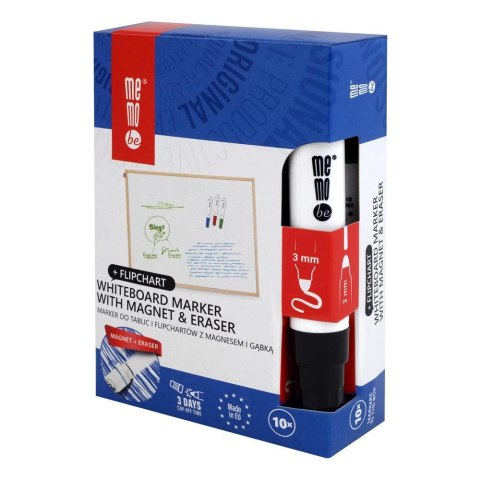 Marker suchościeralny Memobe z gąbką i magnesem czarny, czarny 1-3mm okrągła końcówka (MM351-02) Marker suchościeralny Memobe z gąbką i magnesem czarny, czarny 1-3mm okrągła końcówka (MM351-02)