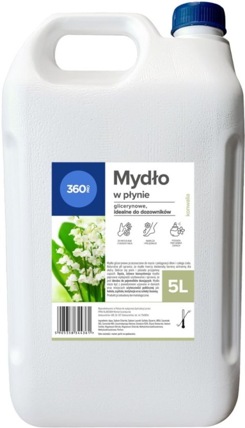 Mydło w płynie 360 Pro Konwalia 5000ml Mydło w płynie 360 Pro Konwalia 5000ml