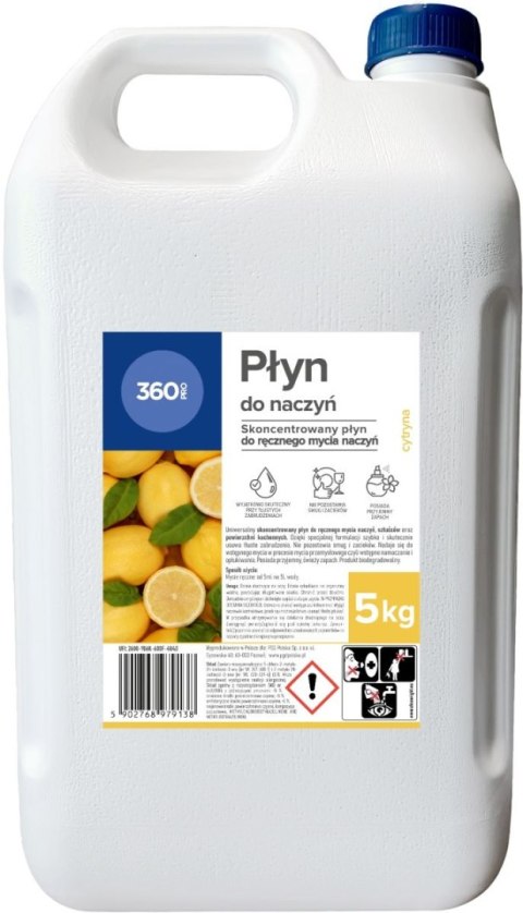 Płyn do naczyń 360 Pro premium Cytryna 5000ml Płyn do naczyń 360 Pro premium Cytryna 5000ml