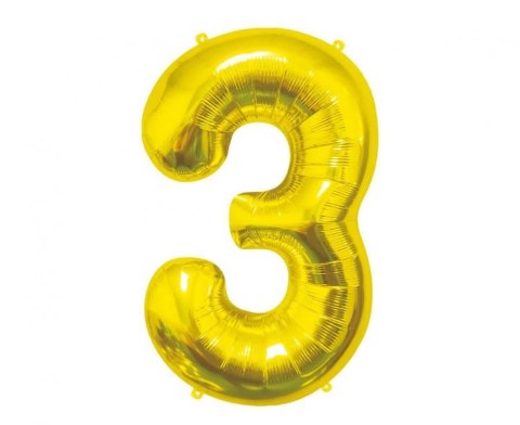 Balon foliowy Godan Cyfra 3, złota, 85 cm 85cal (BC-HZL3) Balon foliowy Godan Cyfra 3, złota, 85 cm 85cal (BC-HZL3)