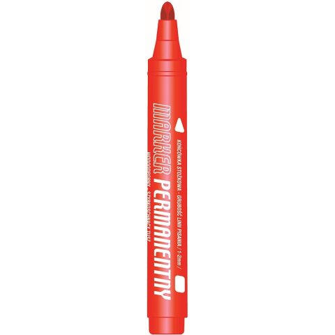 Marker permanentny Tetis, czerwony 1-2mm okrągła końcówka (KM102-CO) Marker permanentny Tetis, czerwony 1-2mm okrągła końcówka (KM102-CO)