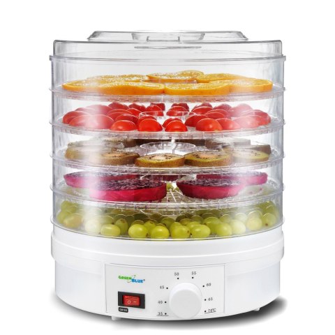 Suszarka do grzybów, warzyw i owoców GreenBlue GB190 (250W; kolor biały) Suszarka do grzybów, warzyw i owoców GreenBlue GB190 (250W; kolor biały)