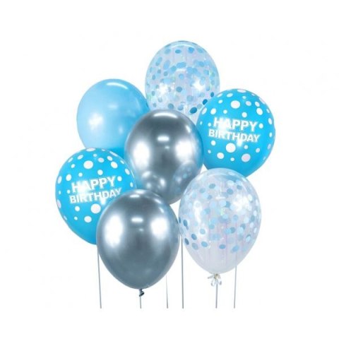 Balon gumowy Godan Bukiet balonowy srebrno-niebieski Happy Birthday, 7 szt. niebieska (BB-SNH7) Balon gumowy Godan Bukiet balonowy srebrno-niebieski Happy Birthday, 7 szt. niebieska (BB-SNH7)