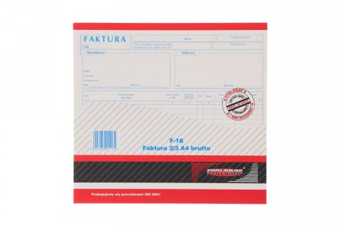 Druk samokopiujący Stolgraf faktura VAT 2/3 A4 brutto 2/3 A4 100k. (F16) Druk samokopiujący Stolgraf faktura VAT 2/3 A4 brutto 2/3 A4 100k. (F16)