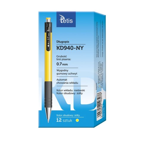 Długopis Tetis zółty 5903242103278 niebieski 0,7mm (KD940-NY) Długopis Tetis zółty 5903242103278 niebieski 0,7mm (KD940-NY)