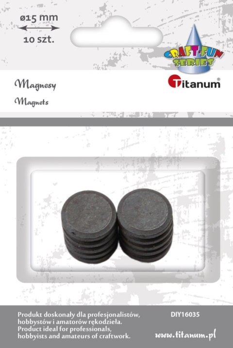 Magnes Titanum Craft-Fun Series czarny śr. 15mm (DIY16035) 10 sztuk Magnes Titanum Craft-Fun Series czarny śr. 15mm (DIY16035) 10 sztuk