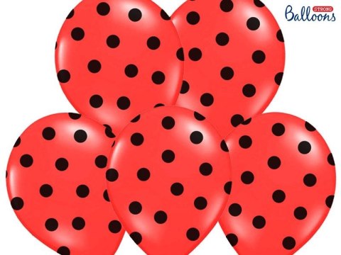 Balon gumowy Partydeco gumowy czerwony w czarne kropki 30 cm/6 sztuk Czerwony 300mm (SB14P-223-007JB-6) Balon gumowy Partydeco gumowy czerwony w czarne kropki 30 cm/6 sztuk Czerwony 300mm (SB14P-223-007JB-6)