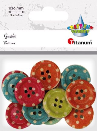 Guziki Titanum Craft-Fun Series plastikowe okrągłe 20mm mix 12 szt