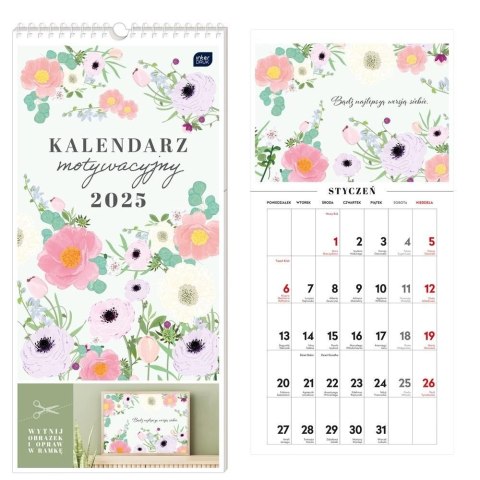 Kalendarz ścienny 5902277358325 Interdruk KWIATY motywacyjny 220mm x 460mm (22X46 CM)