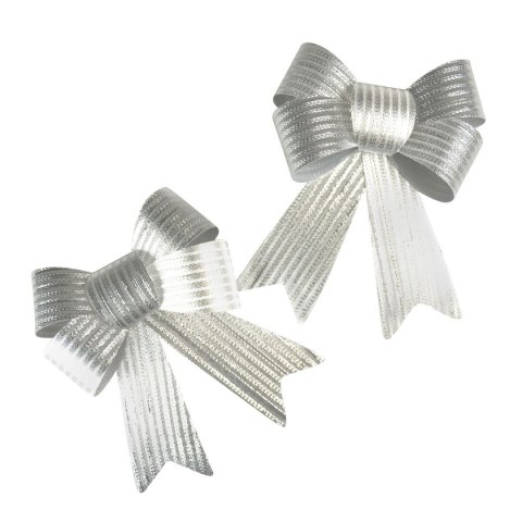Kokarda Arpex błyszcząca w prążki srebrna 2szt., 16cm (BN5519SRE-0660) Kokarda Arpex błyszcząca w prążki srebrna 2szt., 16cm (BN5519SRE-0660)