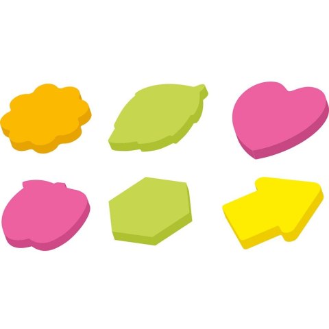 Notes samoprzylepny 70x70mm fluo mix różnych kształtów 100k Notes samoprzylepny 70x70mm fluo mix różnych kształtów 100k