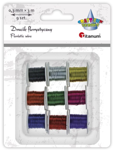 Drucik Titanum Craft-Fun Series florystyczny 9szt/0,3mmx3m kolor: mix metalizowany 300mm 3 m Drucik Titanum Craft-Fun Series florystyczny 9szt/0,3mmx3m kolor: mix metalizowany 300mm 3 m