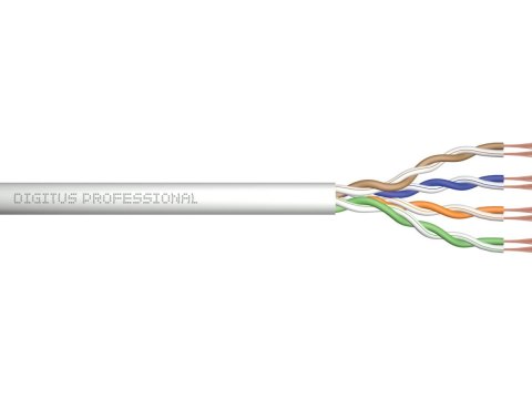 Kabel teleinformatyczny, patchcordowy, U/UTP kat.5e AWG26/7, linka, miedziany, PVC, 100m, szary