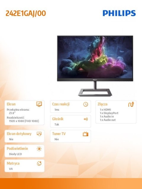 Monitor 242E1GAJ 23.8 cala VA 144Hz HDMI DP Monitor 242E1GAJ 23.8 cala VA 144Hz HDMI DP