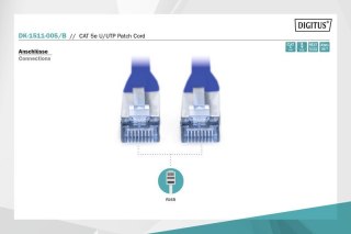 Patch cord kat.5e UTP, CU, AWG 26/7 0,5m Niebieski