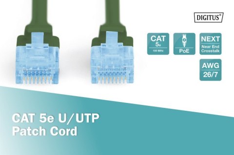 Patch cord kat.5e UTP, CU, AWG 26/7 0,5m Zielony Patch cord kat.5e UTP, CU, AWG 26/7 0,5m Zielony