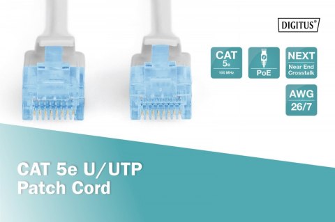 Patch cord kat.5e UTP, CU, AWG 26/7 5m Szary Patch cord kat.5e UTP, CU, AWG 26/7 5m Szary