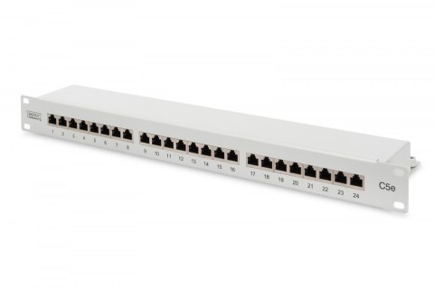 Patch panel 19" 24 porty, kat.5e, S/FTP, 1U, wspornik kablowy, szary (kompletny) Patch panel 19" 24 porty, kat.5e, S/FTP, 1U, wspornik kablowy, szary (kompletny)