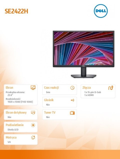 Monitor SE2422H 23.8 cali LED 1920x1080/HDMI/VGA/3Y Monitor SE2422H 23.8 cali LED 1920x1080/HDMI/VGA/3Y
