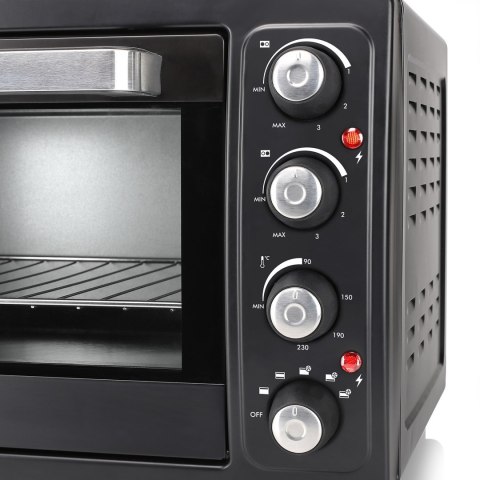 Trójgwiazda | Zintegrowany timer | Elektryczny mini piekarnik | OV-1443 | 38 L | Blat stołu | 3100 W | Czarny