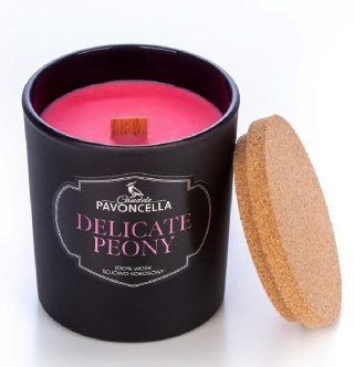 Świeczka ozdobna Pavoncella Classico Delicate Peony czarna 135g Piwonia