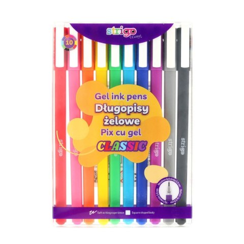 Długopis żelowy Strigo CLASSIC żelowy 10kol mix 0,8mm (SSC427) Długopis żelowy Strigo CLASSIC żelowy 10kol mix 0,8mm (SSC427)