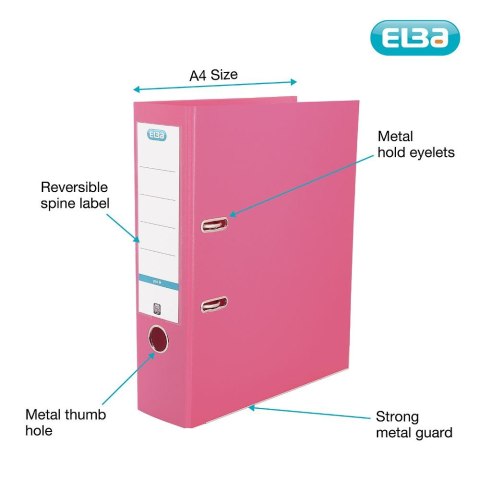 Segregator dźwigniowy Elba 8 cm Pro+ A4 80mm różowy (100023300)