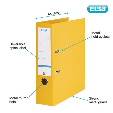 Segregator dźwigniowy Elba 8 cm Pro+ A4 80mm żółty (100202166)