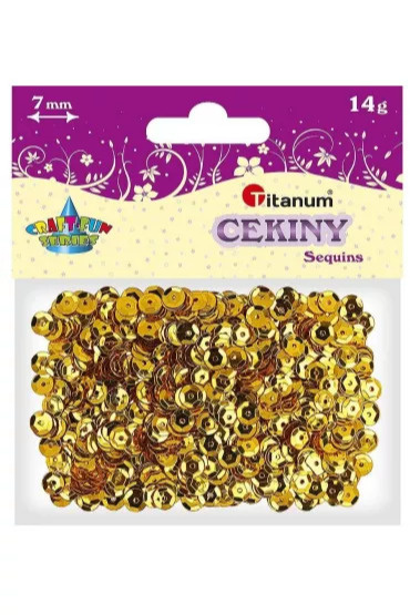 Cekiny Titanum Craft-Fun Series okrągłe 7mm złote 14g Cekiny Titanum Craft-Fun Series okrągłe 7mm złote 14g