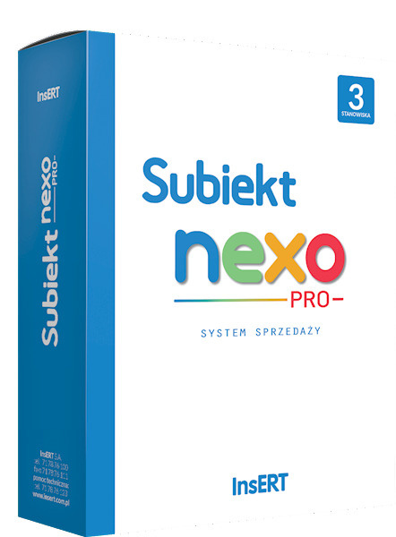 Insert Subiekt nexo PRO 3 stanowiska + Podręcznik „Subiekt nexo + Rachmistrz nexo – Prowadzenie dokumentacji”