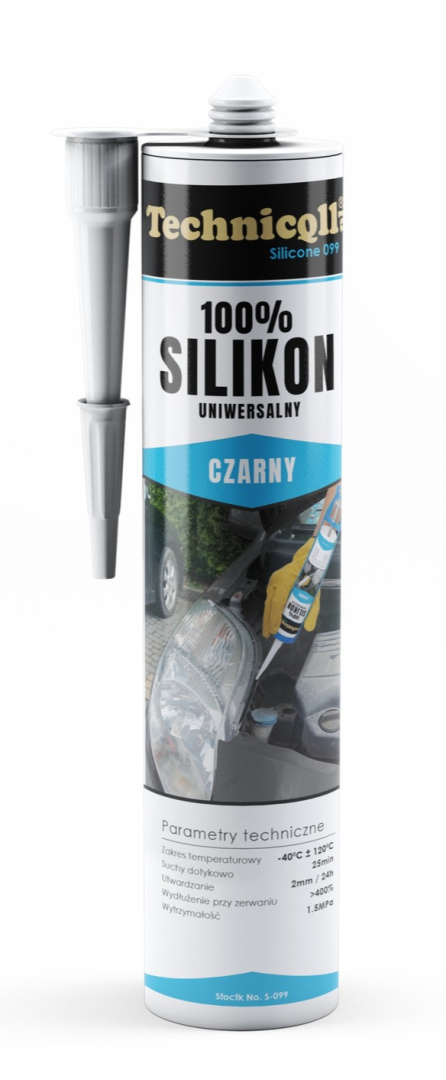 Klej w tubie Technicqll Silikon 300ml czarny Klej w tubie Technicqll Silikon 300ml czarny