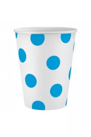 Kubek jednorazowy Godan Groszki, błękitne 250ml Kubek jednorazowy Godan Groszki, błękitne 250ml