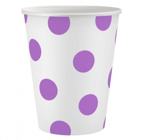 Kubek jednorazowy Godan Groszki lawendowy 6szt. 250ml Kubek jednorazowy Godan Groszki lawendowy 6szt. 250ml