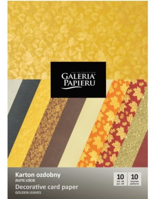 Papier ozdobny (wizytówkowy) Galeria Papieru mix wzorów złote liście A4 (mix) 220g