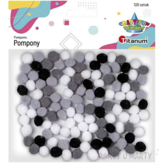 Pompony Titanum Craft-Fun Series poliestrowe szary 120 szt.