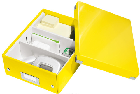 Pudło archiwizacyjne Leitz Click & Store z przegródkami żółte Pudło archiwizacyjne Leitz Click & Store z przegródkami żółte