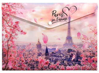 Teczka plastikowa na guzik TAKE ME TO PARIS A4 mix Panta Plast