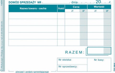 Druk samokopiujący Michalczyk i Prokop Dowód sprzedaży A7 80k. (260-9) Druk samokopiujący Michalczyk i Prokop Dowód sprzedaży A7 80k. (260-9)