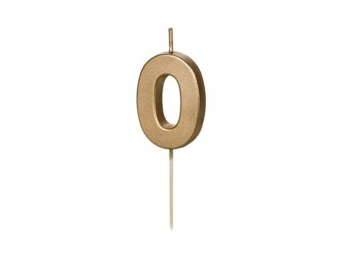 Świeczka urodzinowa Partydeco Cyferka 0, 4.5 cm, złoty (SCU9-0) Świeczka urodzinowa Partydeco Cyferka 0, 4.5 cm, złoty (SCU9-0)