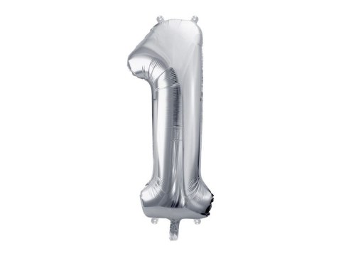 Balon foliowy Partydeco cyfra 1, 86 cm, srebrna 34cal (FB1M-1-018) Balon foliowy Partydeco cyfra 1, 86 cm, srebrna 34cal (FB1M-1-018)