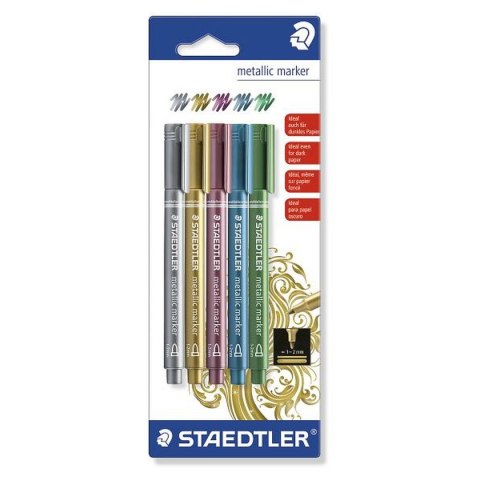 Marker permanentny Staedtler melaiczny, mix 1,0-2,0mm okrągła końcówka (8323BK5) Marker permanentny Staedtler melaiczny, mix 1,0-2,0mm okrągła końcówka (8323BK5)