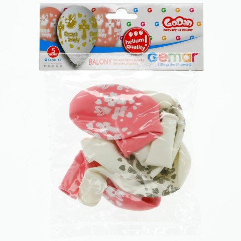 Balon gumowy Godan Chrzest dziewczynki 5 szt mix 330mm 13cal (GS120/617BR) Balon gumowy Godan Chrzest dziewczynki 5 szt mix 330mm 13cal (GS120/617BR)