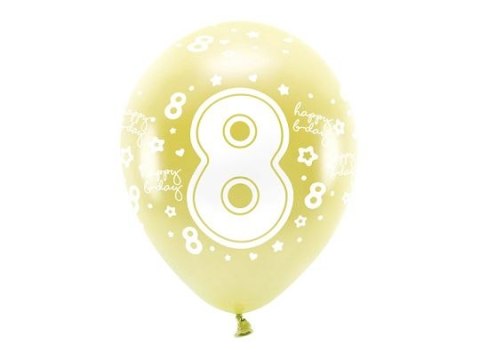 Balon gumowy Partydeco cyfra 8 (1 op. / 6 szt.) złoty 330mm (ECO33M-208-019J-6) Balon gumowy Partydeco cyfra 8 (1 op. / 6 szt.) złoty 330mm (ECO33M-208-019J-6)