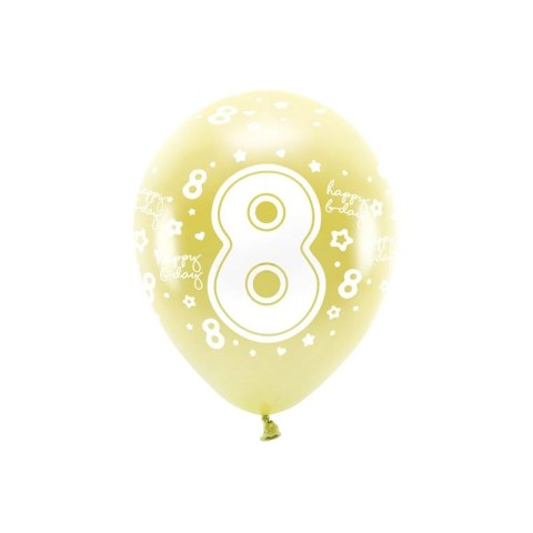 Balon gumowy Partydeco cyfra 8 (1 op. / 6 szt.) złoty 330mm (ECO33M-208-019J-6) Balon gumowy Partydeco cyfra 8 (1 op. / 6 szt.) złoty 330mm (ECO33M-208-019J-6)