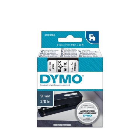 Taśma Dymo D1 9mm x 7m biała/czarny nadruk Taśma Dymo D1 9mm x 7m biała/czarny nadruk